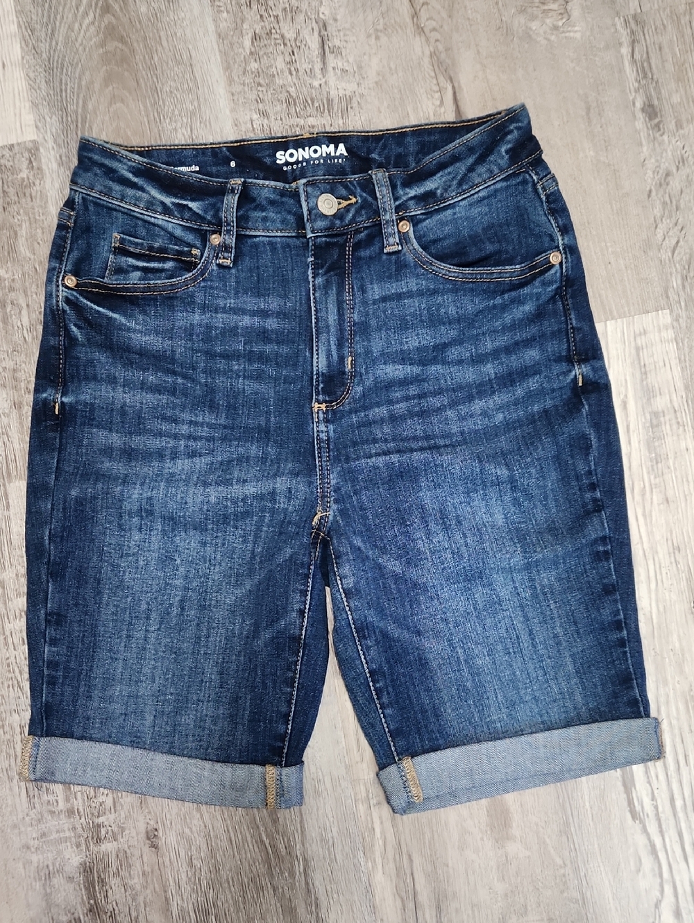 Sonoma Indigo Rolled-Hem Denim Bermuda Shorts